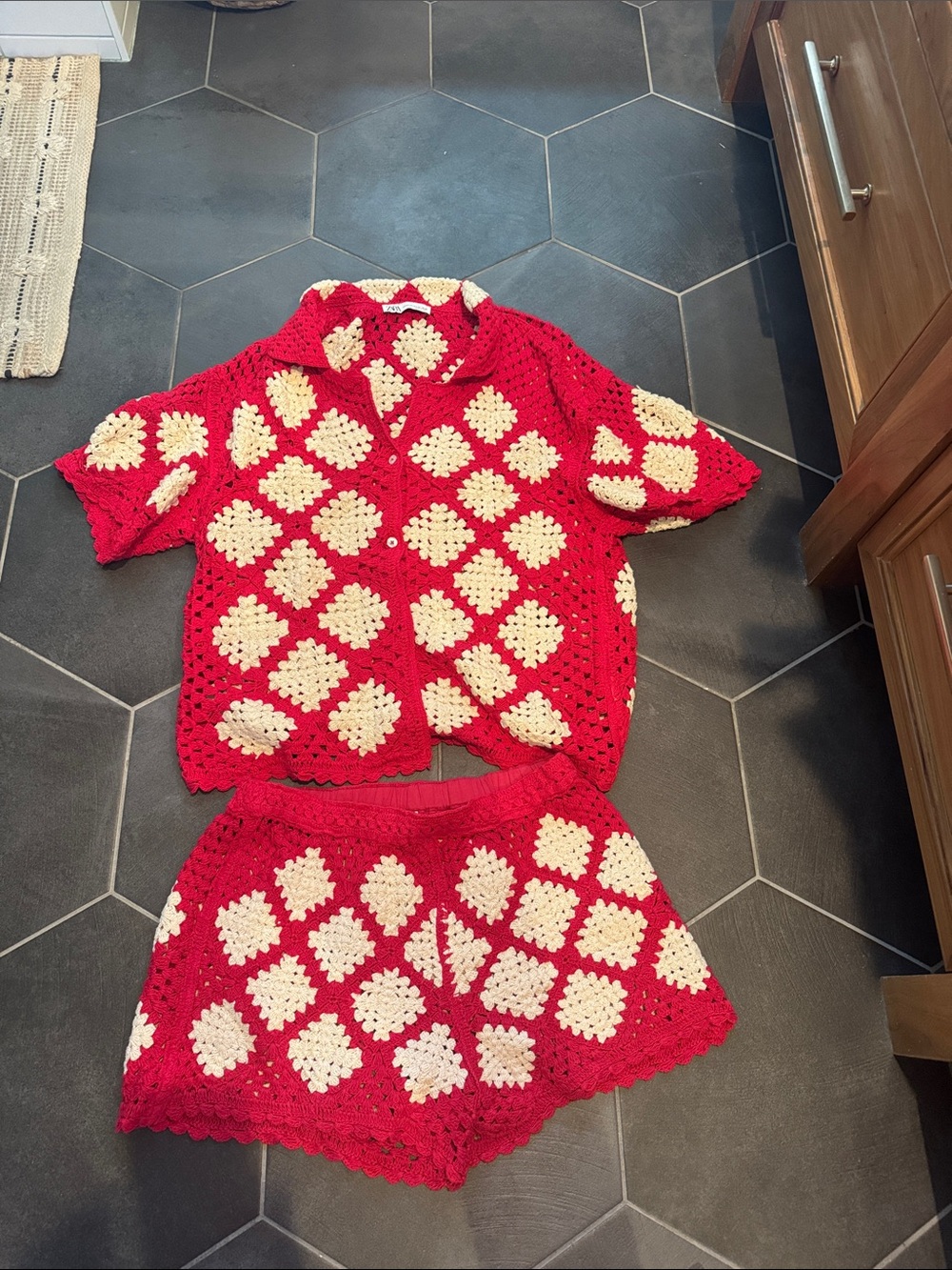 Zara Red and Cream Crochet set